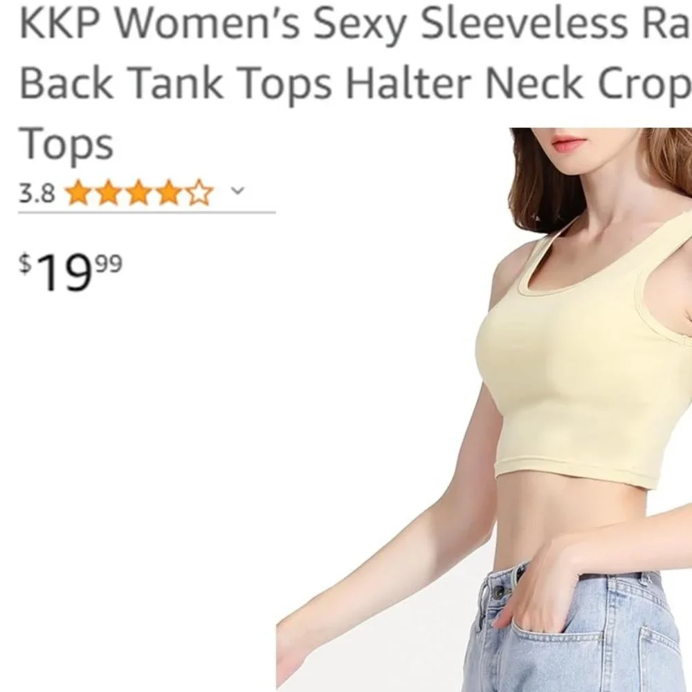 KKP Soft Yellow Crop Top Tank Top  NEW!!! - Picture 9 of 11